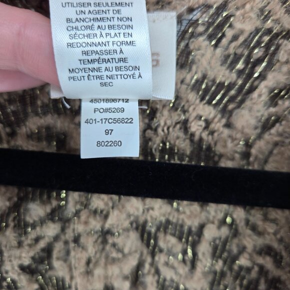 Chicos one size gold metallic floral paisley poncho cape shawl fringe hem - Picture 6 of 13